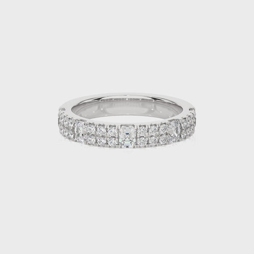 1 CT. Emerald and Round Natural Diamond Half Eternity Band