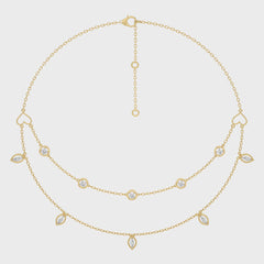 1 CT. Double Layered Five Motifs Marquise and Round Lab Created Diamond Station Necklace