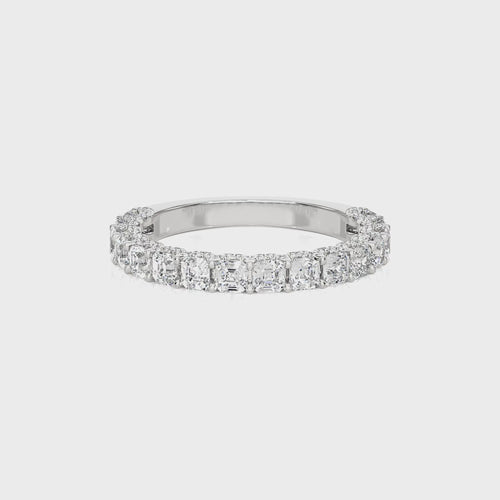 2 CT.Asscher and Round Natural Diamond Wedding Band