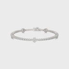 2 CT. Sculpted Splendor Eco-Friendly Natural Diamonds Studded Cushion Shaped Motifs Linked Gold Station/Tennis Bracelet with Clasp Lock