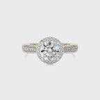 Starbrust Nebula Bazel Halo Diamond Engagement Ring