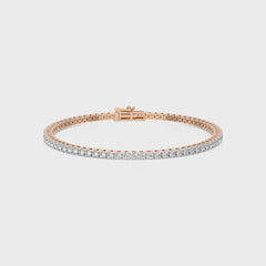 Stardust Sparkle Natural Diamonds Studded Classic Gold Tennis Bracelet with Clasp Lock