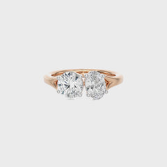 1 3/4 CT. Oval and Round Two Stone Natural Diamond Engagement Ring