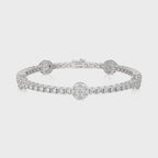 5 CT. Eternal Sparkle Ethical Lab Grown Diamonds Studded Round Motifs Linked Station/Tennis Bracelet with Clasp Lock in 925 Sterling Silver Size 7 Inch
