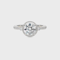 Vintage Style Diamond Halo Engagement Ring