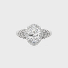 Designer Frill Diamond Halo Engagement Band Ring