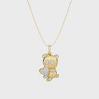 1/8 CT. Charming Cute Bear cub cartoon Lab Created Diamond Pendant/Necklace