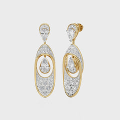 4 CT.Pear and Round Natural Diamond Fashion Earrings