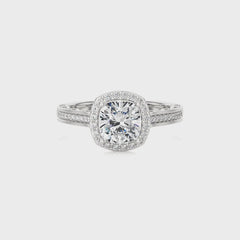 Petite Halo and Bazel Style Diamond Engagement Ring