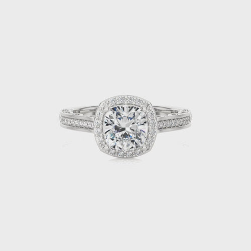 Petite Halo and Bazel Style Diamond Engagement Ring