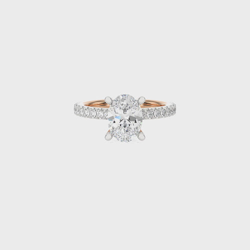 1 1/3 CT.Perennial Charm Center Oval and Round Lab Created Diamond With Studded Prong Engagement Ring