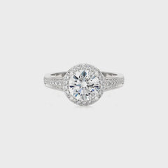 Floral Bouquet Halo and Bazel Diamond Engagement Ring