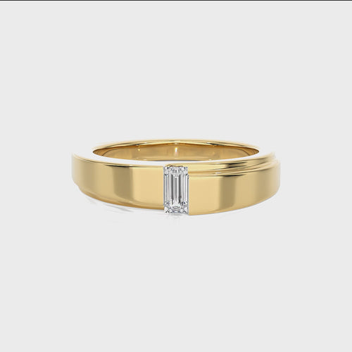 1/5 CT. Regal Baguette Brilliance Solitaire Men's Lab Created Diamond Engagement Band Ring