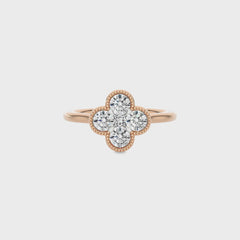 Four Leaf clover Round Lab created Diamond Ring