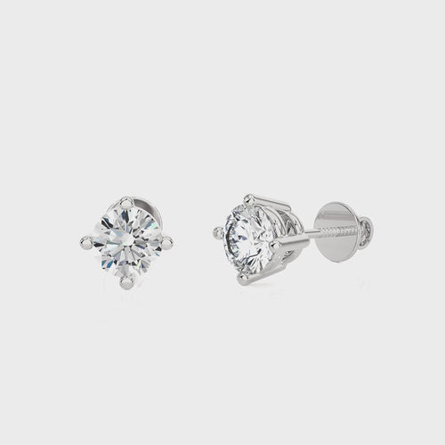 3/4 CT. Classic Round Natural Diamond Stud Earrings