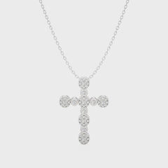 1/4 CT. Cluster Round Lab Created Diamond Cross Pendant