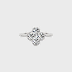 Four Leaf clover Round Lab created Diamond Ring