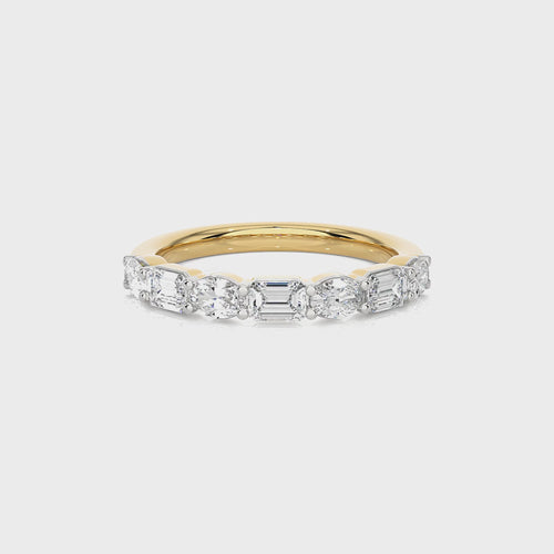 1 CT. Emerald and Oval Natural Diamond Half Eternity Band