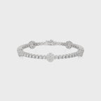 4 CT. Jewels of Tomorrow Sustainable Lab Grown Diamonds Studded Round Motifs Linked Station/Tennis Bracelet with Clasp Lock in 925 Sterling Silver Size 7 Inch