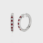 1 CT. Ruby Diamond Eternity Hoop Earrings