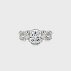 Classic Twisted Split Shank Diamond Halo Engagement Ring