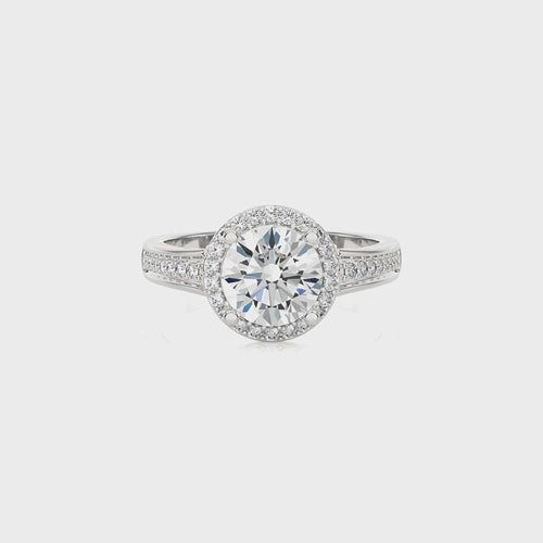 Floral Bouquet Halo and Bazel Diamond Engagement Ring