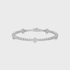 3 CT. Heirloom Glow Eco-Friendly Lab Grown Diamonds Studded Cushion Shaped Motifs Linked Station/Tennis Bracelet with Clasp Lock in 925 Sterling Silver Size 7 Inch