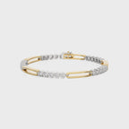 1 CT. Radiant Brilliance Lab-Grown Diamond Studded Two Tone Yellow Gold Vermeil Clip Tennis Bracelet with Clasp Lock in 925 Sterling Silver