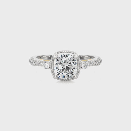 Vintage Style Diamond Halo Engagement Ring