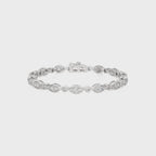 2 CT. Timeless Voyage Sustainable Lab Grown Diamond Studded Boat Shape Motifs Design Linked Tennis Bracelet with Clasp Lock in 925 Sterling Silver Size 7 Inch