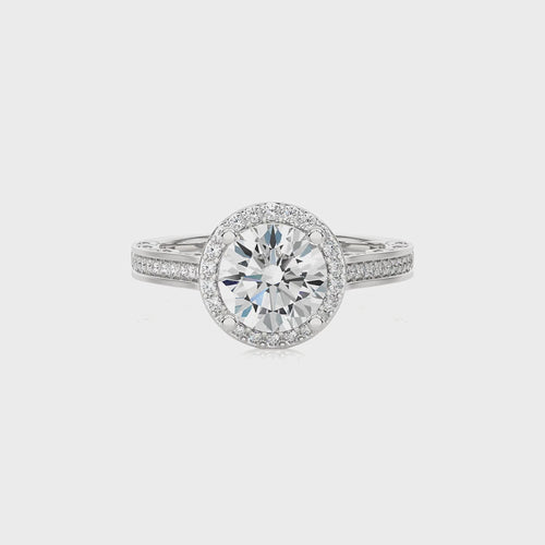 Petite Halo and Bazel Style Diamond Engagement Ring