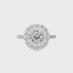 Gerbera Bloom Bazel and Halo Diamond Engagement Ring