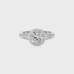 Floral Bouquet Halo and Bazel Diamond Engagement Ring