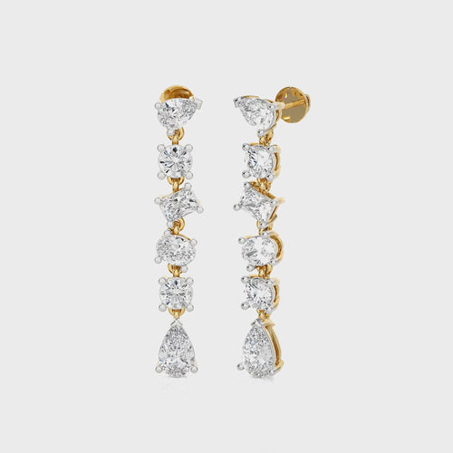 2 CT. Multiple shape Natural Diamond Dangling Drop Earrings