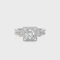 Attic Double Row Halo and Bazel Diamond Engagement Ring