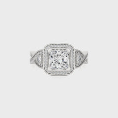 Vintage Style Diamond Halo Engagement Ring