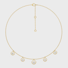 Flower Symphony  Natural Round Diamond Five Station Necklace