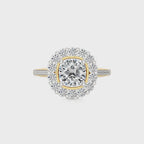 Gerbera Bloom Bazel and Halo Diamond Engagement Ring