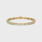 2 CT. Galactic Grace Eco-Friendly Natural Diamonds Studded  Bazel Set  Gold Tennis Bracelet with Clasp Lock
