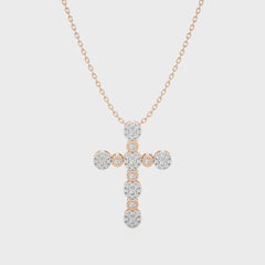 1/4 CT. Cluster Round Lab Created Diamond Cross Pendant