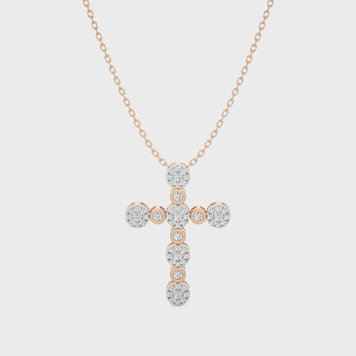 1/4 CT. Cluster Round Lab Created Diamond Cross Pendant