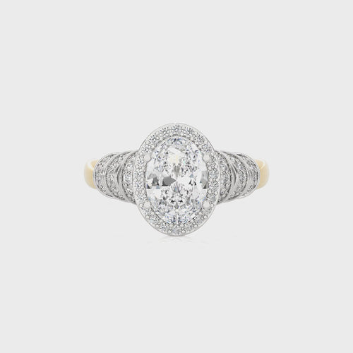 Designer Frill Diamond Halo Engagement Band Ring