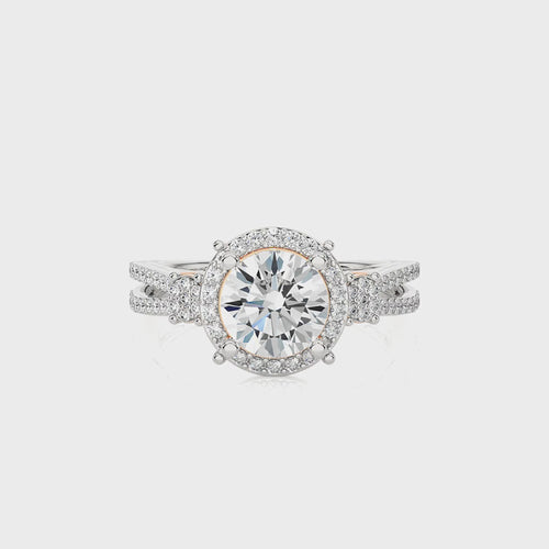 Collette Classic Bazel and Halo Diamond Engagement Ring