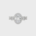 Attic Double Row Halo and Bazel Diamond Engagement Ring