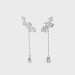 2 CT. Round,Marquise and Pear Natural Diamond Climber Earrings