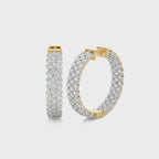 5 CT. Tripple Row Inside Out Natural Hoop Earrings.