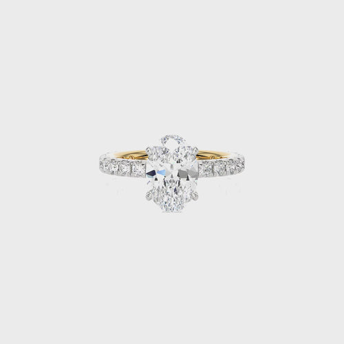 2 CT. Center Oval Hidden halo Lab Created Diamond Engagement Ring