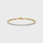 3 CT. Stardust Sparkle Natural Diamonds Studded Classic Gold Tennis Bracelet with Clasp Lock
