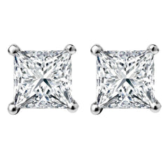 1/4 CT. Solitaire Princess Natural Diamond Stud Earrings