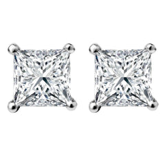 1/3 CT. Solitaire Princess Natural Diamond Stud Earrings